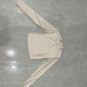 Elegant Cream Long Sleeve Women's Top